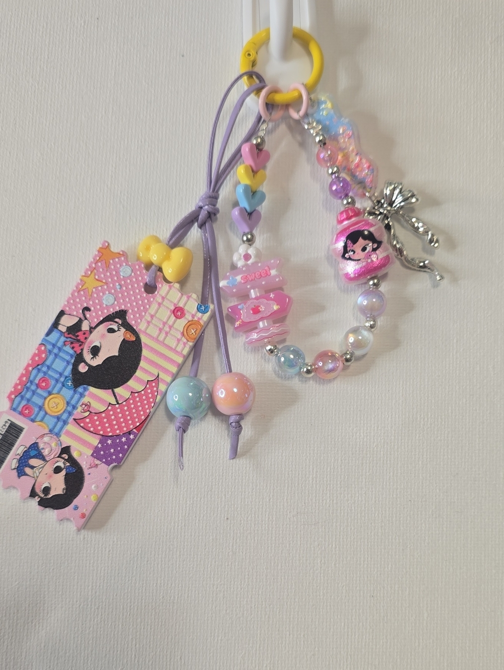 Handmade Cute Pastel Charm Keychain - Pink & Purple